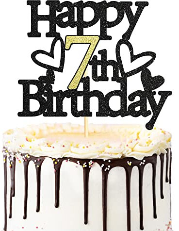 Sumerk 1 Stück Geburtstag Tortendeko 7 7.Geburtstag Tortendeko Happy 7th Birthday Tortendeko Geburtstag Happy Birthday Cake Topper für 7 Jahre alter Junge und Mädchen