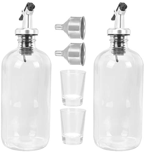 Zerodeko Mundwasserspender für Das Badezimmer Mundspüler-Dekanter-Sets Nachfüllbare Flasche Behälter mit Ausgießer Schnapsglasbecher Becherhalter für Die Wandmontage Etiketten