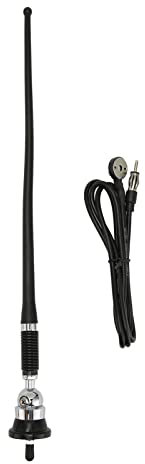 Car Radio Passive Antenna, Soft Rubber Built in Amplifier Flexible Mast FM AM Stereo Antennae for Boat Car RV Motorhome ATV UTV Tractor Motorcycle Yacht