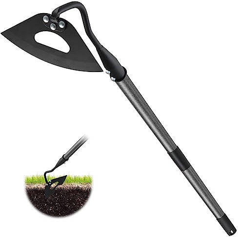 Zappa da giardino per diserbo, zappa resistente per rimozione rapida dell'erba delle erbacce, allentamento del suolo scavando piantare creste, manico lungo 140 cm, zappa da giardino temprata per