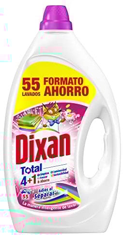 Dixan Gel Adiós al Separar Total 4+1, Detergente Líquido para Lavadora 55 Lavados, jabón líquido para la ropa de color, limpieza, luminosidad, frescor y sostenibilidad