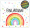 VULAVA 12x Regenbogen EINLADUNGSKARTEN KINDERGEBURTSTAG Mädchen Junge + Umschläge - die Rainbow PARTY Karten sind die Regenbogen EINLADUNG für Mädchen Kinder GEBURTSTAG Einladung KONFETTI