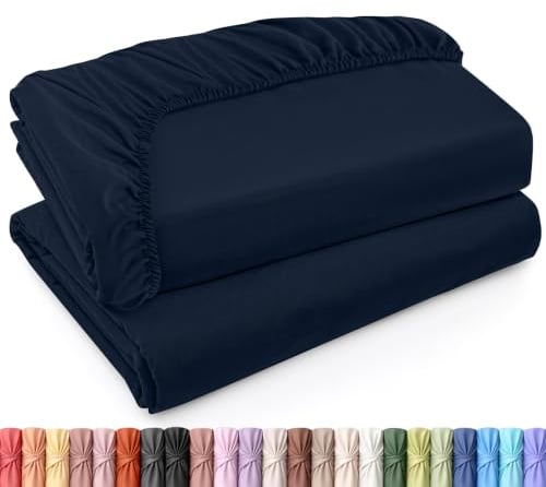 Utopia Bedding King Size Fitted Sheets 2 Pack Soft Brushed Microfiber Deep Pockets Shrink and Fade Resistant Easy Care (King, Navy)