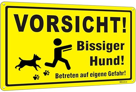Wivico Vorsicht Hund Schild|Warnschild Vorsicht Bissiger|30x20cm Reflektierend Alu Metall Hundeschilder Warnung Zaun|Achtung Hund Schilder|Inkl Montagezubehör|Warnung vor Dem Hund Schilder|Gelb
