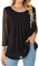WANGZHI Bluse Damen Elegant Dressy Rundhalsausschnitt Double Layers Mesh Tunika Blusen