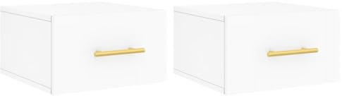 vidaXL Wand Nachttisch 2 STK., Nachtschrank mit reichlich Stauraum, Hängend Nachtkommode Nachtkonsole, Wandschublade Wandregal für Schlafzimmer, Weiß