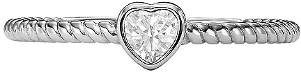 Fossil Damen Ring, All Stacked Up Edelstahl Herz Glitzer Ring