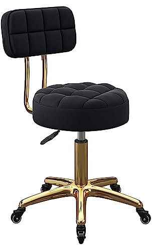 Verstellbarer Metall Titan Gold Rollbar Barhocker 5 Krallen Drehstuhl mit Rollen Rückenlehne Ideal für Schönheitssalon Theke Make-up 39-50cm