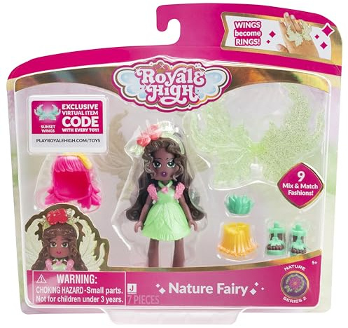 Royale High Nature Fairy Fashion, 7,6 cm, 1 Figur mit 9 modischen Accessoires, inklusive virtueller Artikelcode, Serie 2, ab 5 Jahren