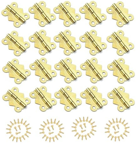 SKYPRO Antike Bronze Schmetterlingsscharniere 20 Stück 17x20mm, 80 Schrauben, Unterputzmontage, Eisen, Vintage-Stil für Handwerk, Holzbox, Geschenkbox, Schrank, Schublade