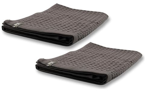 AGA.PIE 2er Set Bambus Lyocell Gästehandtücher - Dunkelgrau, 30x50 cm, Bio Oeko-Tex 100, GOTS Zertifiziert, mit Bio Baumwolle, Nachhaltig, Waffelpique, 2 Stück