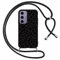 Foonary Coque pour Samsung Galaxy S24 5G avec Cordon de Collier, Aesthetic Léopard Motif Étui Housse Réglable Lanyard Corde, Souple Silicone Antichoc Protection Case pour Samsung S24 5G, Noir Chaîne