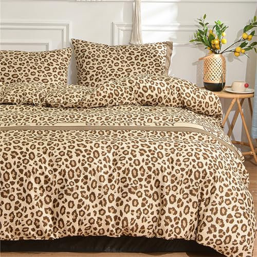 Odot Bettbezug 150x200cm 180x220cm 200x230cm, Mikrofaser Bettbezüge mit Reißverschluss Superweich Bettwäsche für Einzelbett Doppelbett Erwachsene Teenager Kinder (203x229cm,Leopard Drucken A)