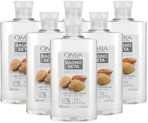 Bagno Seta Erboristico, All'Olio Di MANDORLA, Olio Biologico Estratto a Freddo. 0% Sapone, Sles e Peg 400ml (6 Flaconi)