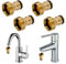4 Stück Universal-Wasserhahnanschluss Set, Wasserhahn Adapter für Gartens, Schnellkupplung für Mischbatterie, Schlauchadapter aus Messing