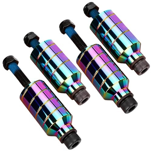Scooter pegs - 2 stück Pro Stunt Scooter Pegs Rainbow Schward mit 12.9 Stufe Achse und Befestigungsmutter | Aluminium PRO-Roller-PEG | 5050s Grinds