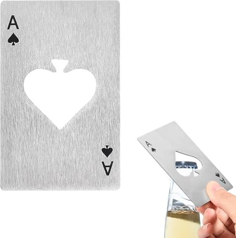 sourcing map 2Pcs Ace of Spades Bottle Opener, Stainless Steel Credit Card Size Beer Bottle Opener for Wallet Pocket, Can Cap Openers for Wedding Party Bridal Shower Present, Silver