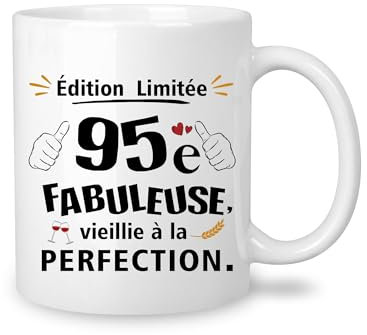 Yufansd Mug Anniversaire 95 Ans Cadeaux Tasse pour Homme/Femme Cadeaux d'anniversaire Souvenir/Cadeau pour 95ème Maman Papa Grands-parents Tante Oncle Nounou Marraine Parrain Anniversaire (95)
