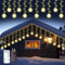 ZEWETO Weihnachtsbeleuchtung Außen, Eisregen Lichterkette Außen 11.5 m Strombetrieben 240 Leds IP44 8 Modi Lichterketten fur Weihnachtsdeko Aussen Party Fenster Balkon Terrasse (Warm white)