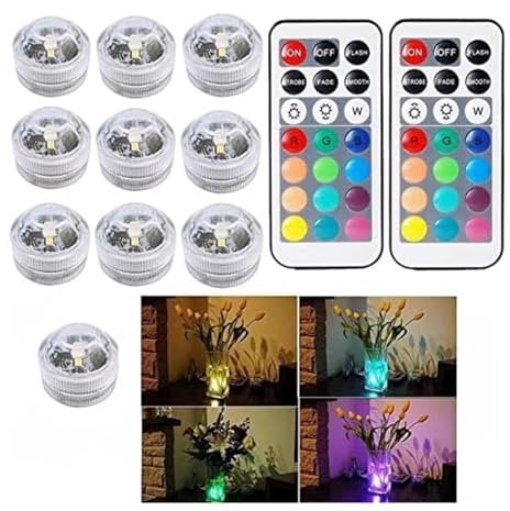 Luci da tè a LED subacquee - Luci subacquee con telecomando | Luci a candela decorative Rgbw subacquee senza fiamma, mini luci a LED per feste per vasi, torce elettriche, piscine, stagni