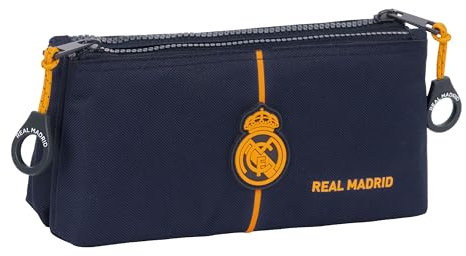 Real Madrid 2a attrezzatura 24/25 - Beauty case scuola per bambini, con cerniera semplice, ideale per bambini di diverse età, comodo e versatile, qualità e resistenza, 22 x 8 x 10 cm, colore blu
