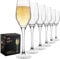 Homiu Glass Champagne Prosecco Flutes | Set of 12 | 230 ML | Reusable Wine Wedding Party Drinking Glasses | Gift Box Set Women, Men, Christmas | Crystal Clear Dishwasher Safe | Napoli Collection