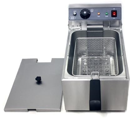 Commercial Deep Fat Fryer, 17L Large Electric Deep Fryer with Chip Basket and Lid, Temperature Control Stainless Steel Frying Machine(240V 3KW)