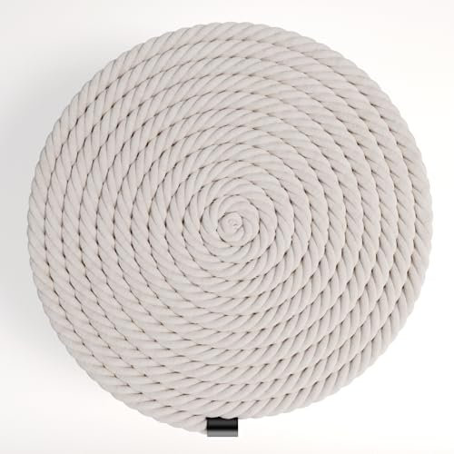 Macrame Cuerda, 15m x 10mm Cordón Hilo Macrame, Cuerda Trenzada de Algodón, Hilo Natural DIY Tejido Cordón Tejer Bohemia Decoración Envolver, Beige (Blanco)