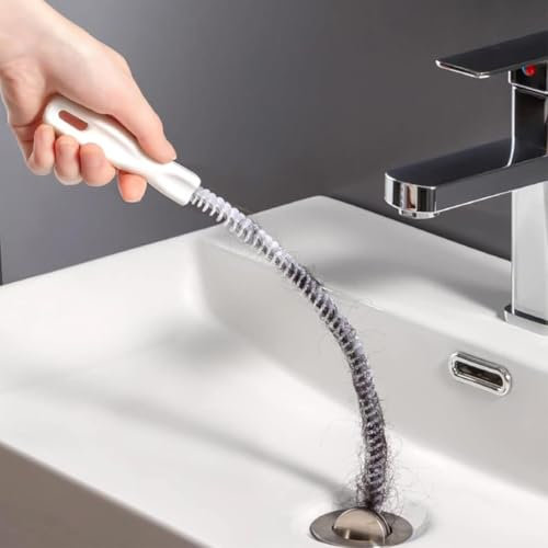 1 Pack Sink Drain Brush - 45cm Flexible Sink Cleaning Brush - Waterpipe Drain Dredge Tool - Universal Sink Unblocker Tool Flexible Sewer Hair Cleaner Brush,for Sink, Drain and Pipe Overflow Unblocking