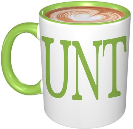IKJHG Funny C UNT Mug Funny Adult Humour Rude Gifts Coffee Cup, Ceramic UNT with Handle Letter Ceramic Coffee Tea Mug Cup 11oz Green