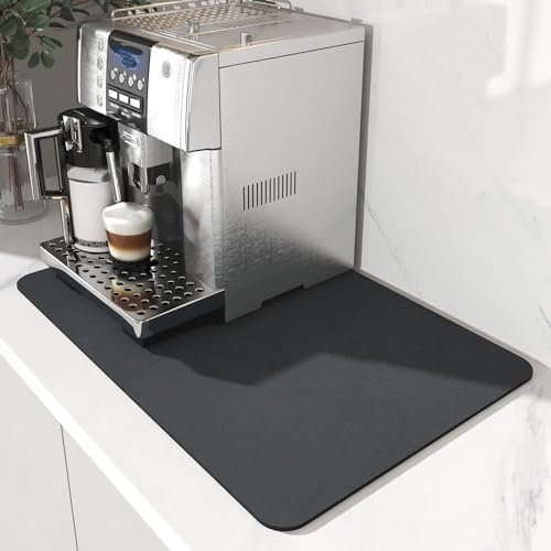 pafnisoin Kaffeemaschine Unterlage 1 Stück Kaffeematte 40 * 30cm Kaffeemaschine Pads Abtropfmatte Geschirr, Unterlage für Kaffeevollautomat(Schwarz)
