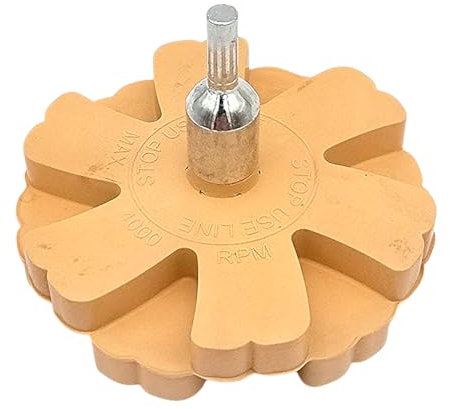 Hero Gummi Folienradierer 90mm Radierscheibe Aufkleber Klebereste Radierer Entferner Klebeentferner inkl. Adapter für Bohrmaschinen/Akku-Schrauber/Geradschleifer Auto Motorrad Boot Möbel Fahrzeug KFZ