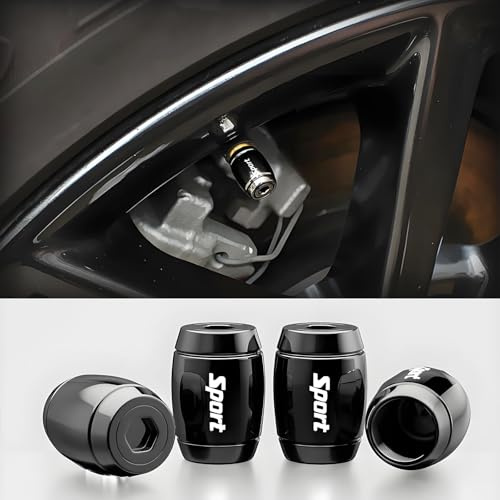 CWCHUHAI 4 Stück Ventilkappen für Mercedes-Benz AMG GT (C192) Zubehör, Metall Autoventil Kappe - Autoreifen Ventilkappen mit Dichtung für Stabilen Reifendruck,Black