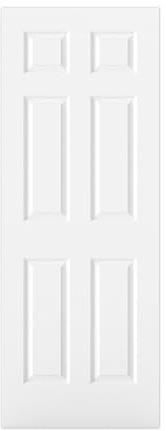BARNSMITH 30x80 in Raised 6-Panel Textured White Primed Molded Door Slab, Classic Style Paintable Hollow Core Interior Door Panel, for Pocket, Swing, Sliding Door, Durable and Lightweight
