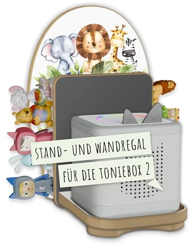 Holzura Tonie Regal für die Toniebox 2 Ladestation und Toniefiguren, Halterung zur Tonie Aufbewahrung