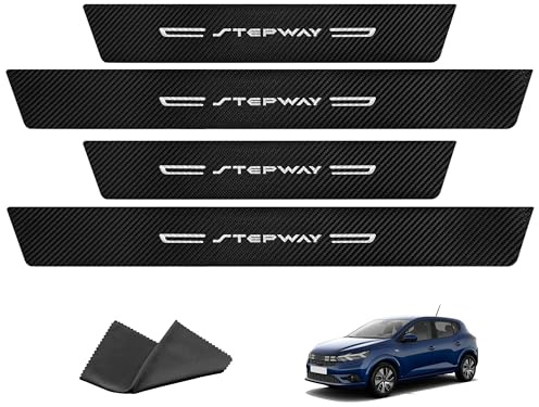 Auto Einstiegsleisten Schutz für Dacia Sandero Stepway 2021-2025, Türschweller Lackschutzfolie Aufkleber, Kohlefaser Leiste Tür Schritt Platte Abdeckung, Anti-Scratch Styling Tuning Zubehör 4 Stück
