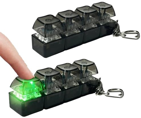Tastaturs Fidget Spielzeug, 2PCS Tastaturs Klickers Fidget Spielzeug, Stressabbau Fidgets Schlüsselanhänger Klickers Mit LED Leuchten, Lustige Leuchtende Fingerklicker T-astatur Fidgets Spielzeuge