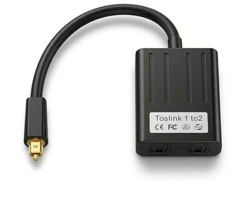 Toslink Splitter 1 in 2 Out - Cavo splitter ottico audio digitale cavo ottico SPDIF distributore audio per TV DVD amplificatore soundbar (nero)
