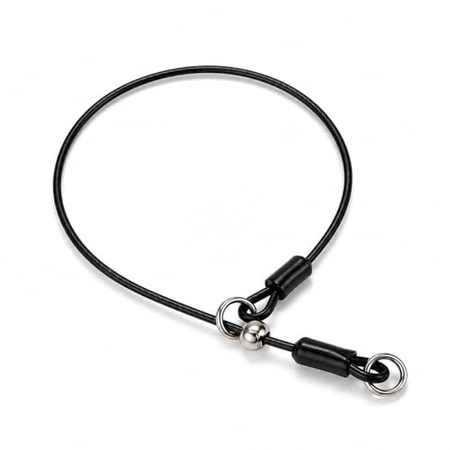 Slip Collar for Dogs, Black Dog Slip Collar Training Lead, Waterproof Dog Collar, P Shape Choker Collar Dog, Strong Nylon Rope with Metal Ring, 5mm x 70cm