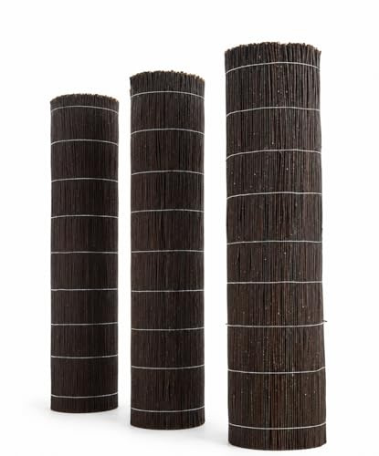 Gedämpfte Weidenmatte Sichtschutz – PREMIUM Weidenzaun für Garten, Balkon & Terrasse – Dicht geflochtene Sichtschutzmatte & Windschutz aus natürlicher Weide (180 x 500cm)