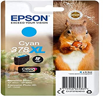 Epson 2893508 378XL 9,3 ml 830 Seiten Cyan Tintenpatrone – Tintenpatrone (Epson, Cyan, Expression Photo XP-8500, XP-8505 Expression Photo HD XP-15000, 9,3 ml, 830 Seiten)