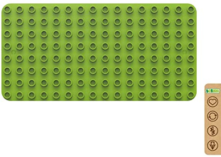 BIOBUDDI Grundplatte Bauplatte Grün Apfelgrün 16 x 8 Noppen (25x12,5cm), 100% kompatibel mit Lego & duplo, klimaneutral hergestellt in EU (Niederlande), 97% Bioplastik, BB-0017