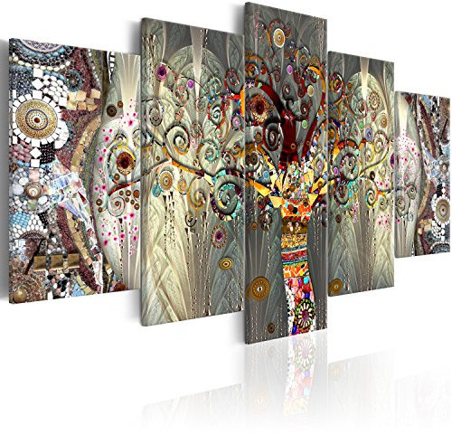murando - Quadro Gustav Klimt Albero della Vita Astratto 200x100 cm 5 Pezzi - Stampa su tela in TNT XXL - Quadri Moderni Soggiorno Grandi - Pannelli Decorativi Arte Decorazione da Parete l-A-0005-b-n