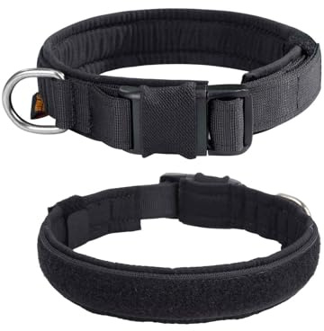 EXCELLENT ELITE SPANKER Taktisch Nylon Mittel Hundehalsband Verstellbar | Militär Haustierhalsband Weich und leicht Schnellverschluss Kein Würgeeffekt für mittelgroße und große Rassen mit Aufnähern