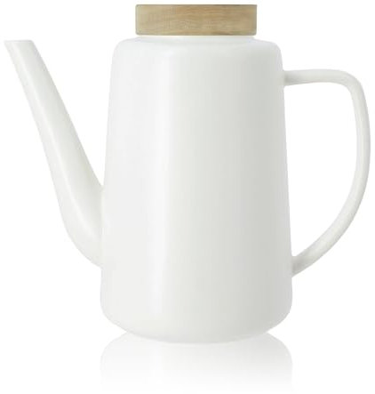 OGO LIVING - Theiere enzo 1200ml en porcelaine blanche et couvercle acacia - 7912016