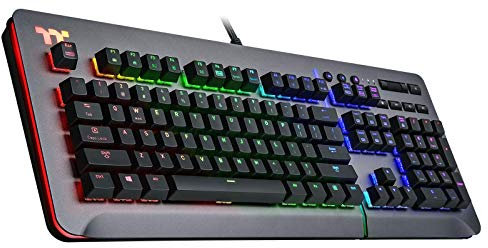 Thermaltake Level 20 RGB Titanium Aluminum Gaming Keyboard Cherry MX Silver Switches – 16.8 Million Color RGB – Voice Control - Razer Chroma Sync Compatible – KB-Lvt-Sssrus-01