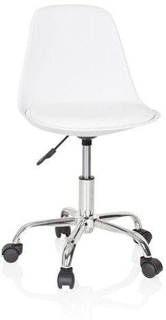 hjh OFFICE 742014 Kinder- und Jugenddrehstuhl Fancy II Kunstleder Weiß moderner Drehstuhl höhenverstellbar