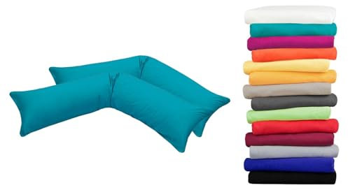 Moon Luxury Linon 2er Pack Kissenbezug für Seitenschläferkissen 40x145 Petrol, Kissenhülle 100% Baumwolle
