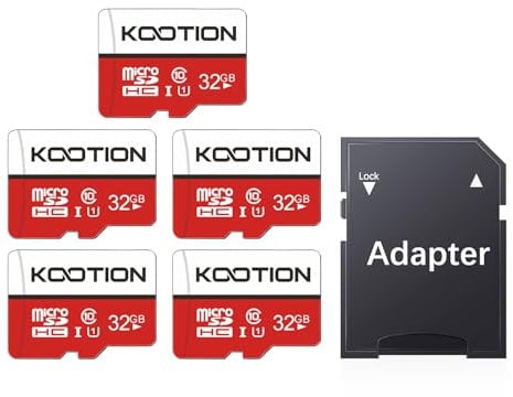 KOOTION Carte SD 32 Go Lot de 5 Carte Memoire UHS-I Vitesse jusqu'à 85 m/s,TF Micro SDHC, Micro SD Classe 10, U1 avec Adaptateur pour Tablette/Drone/Dash Cam/Camera/Phone/Nintendo-Switch/PC