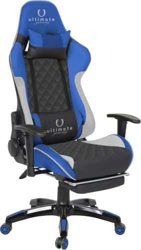 Ultimate Gaming Orion Silla Gaming, Poliuretano, Azul, Blanco y Negro, Grande